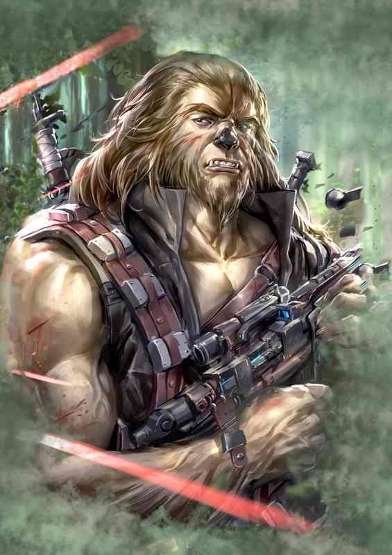 Wookiee Wonder Chewbaccas Human Transformation in Manga Art | Poster