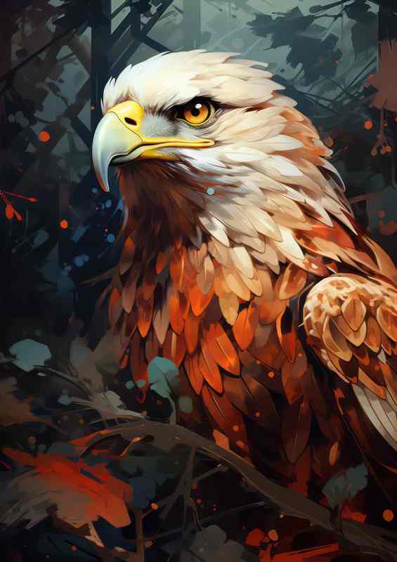 A Hawk In the forest looking for its prey | Canvas