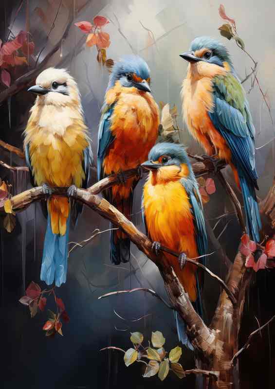 A Visual Celebration of Avian Beauty birds on a branch | Di-Bond