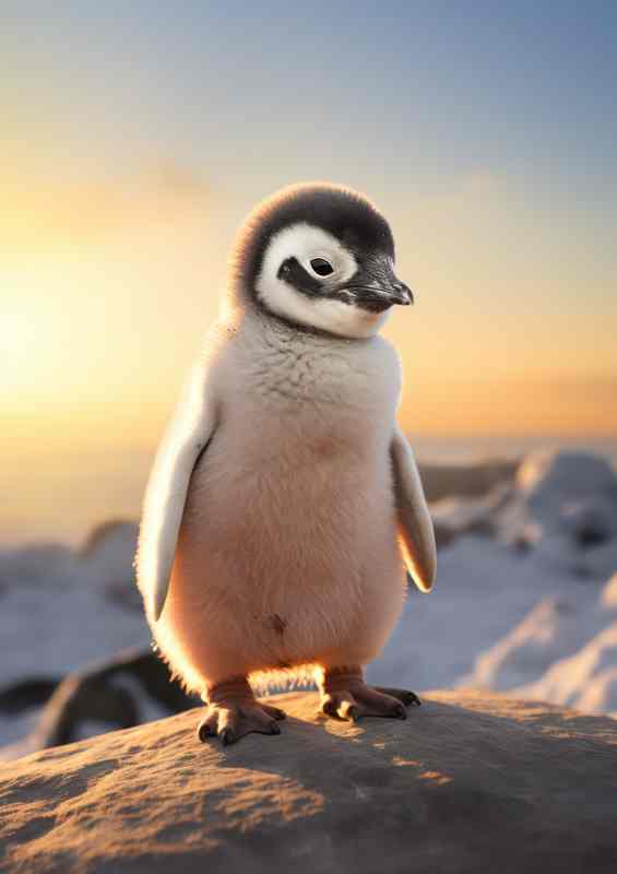 Baby Penguin finding his family | Metal Poster