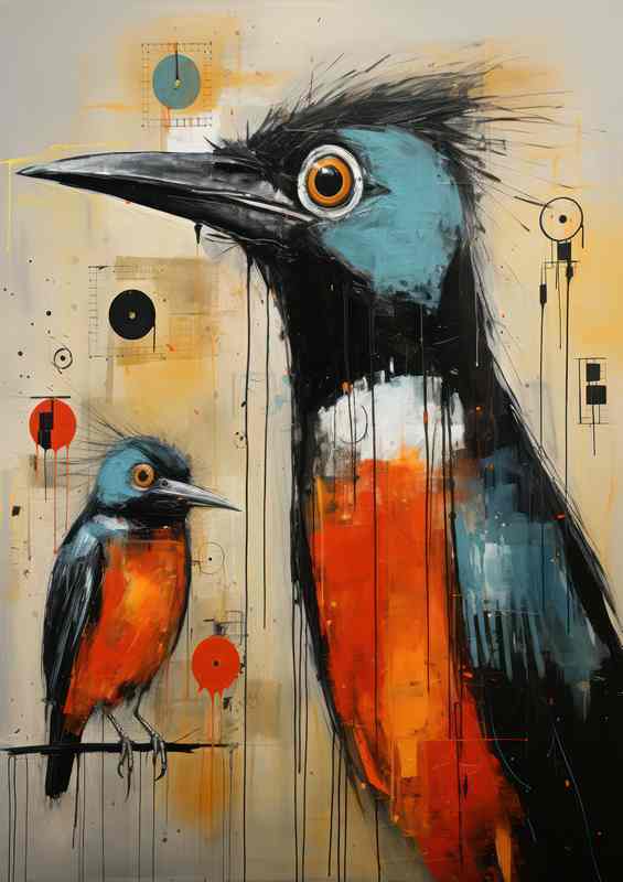 Coulurful Bird with orange beast art | Canvas