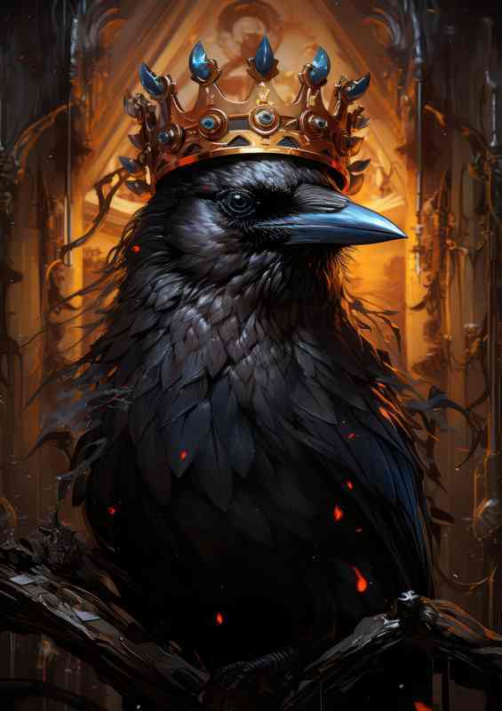 Criw wearing his crown sat on a perch | Poster