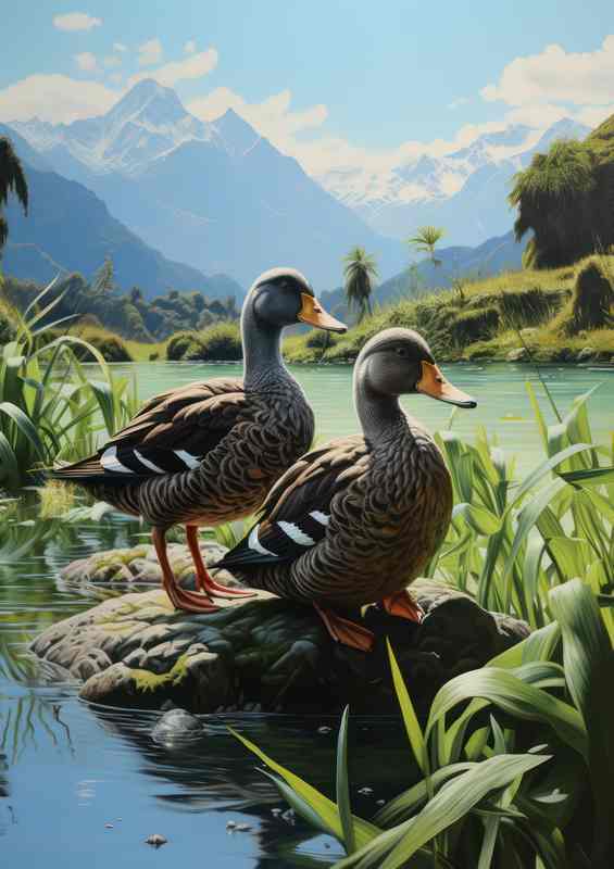 Ducks on a Patch of Ground A Quaint Scene | Poster
