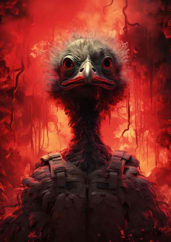 Emu flightless bird with red fire in the background | Di-Bond