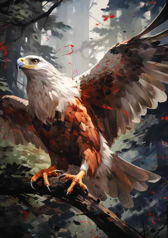 Hawk in the forest ready for flight | Canvas