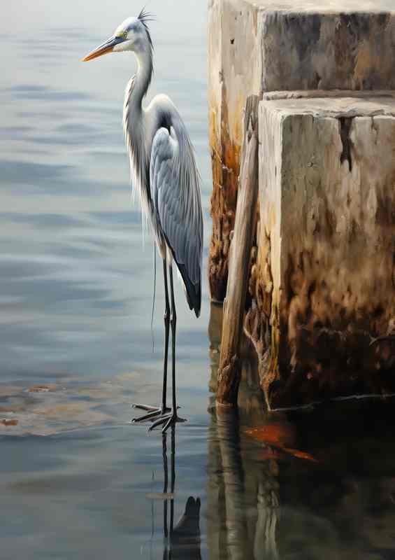 Heron on the pier waiting for its food | Di-Bond