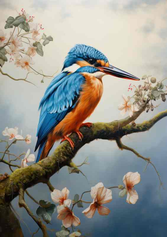 Kingfisher Birds on a Tranquil Perch | Canvas