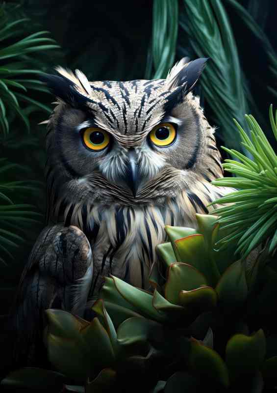 Long-Eared Owl from the Wooded Realm | Metal Poster