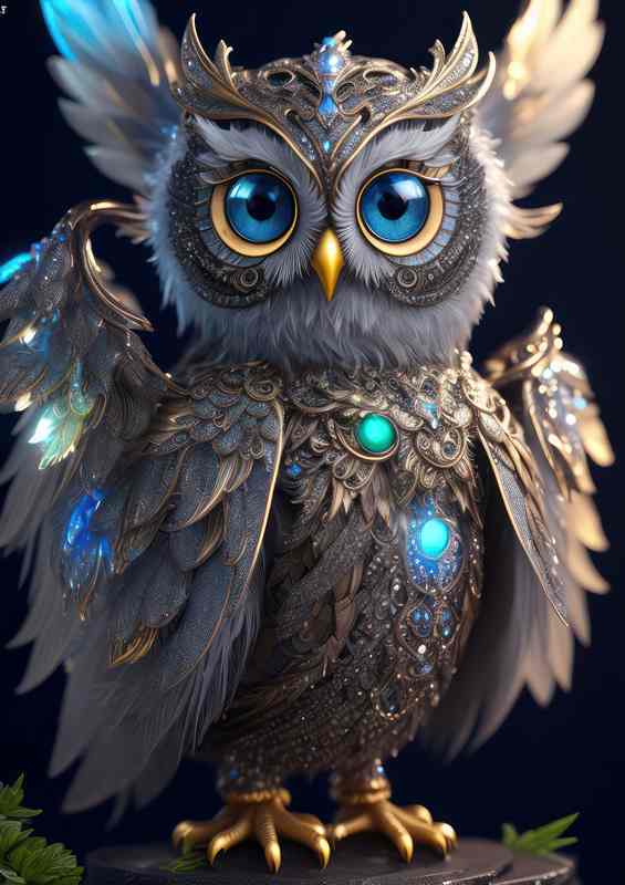 Metallic Hoots artistry owl | Metal Poster