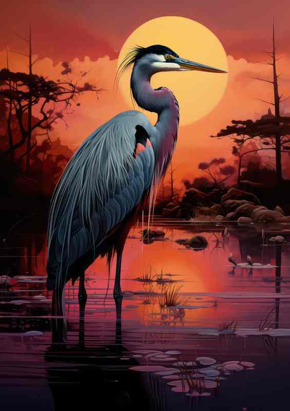Morning Meditation with Herons Tranquility at Dawn | Canvas