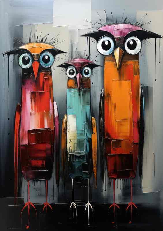 Painted style art birds posing for photo | Canvas