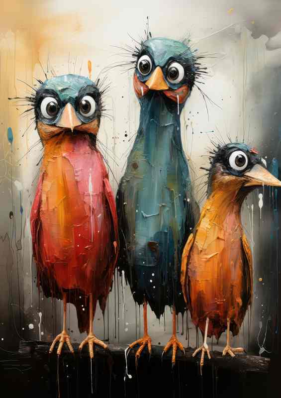 Painted style birds art with nice colours | Poster