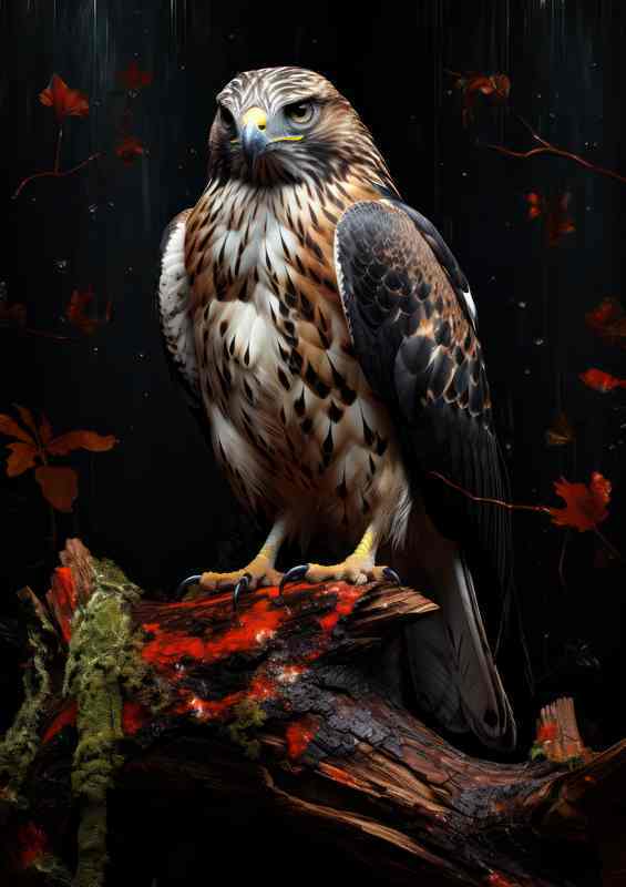 Perched Hawks A Study in Stillness and Power | Canvas