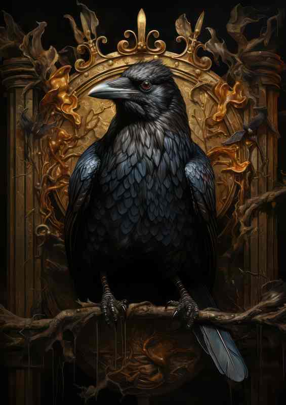 Raven on a throne perch | Poster