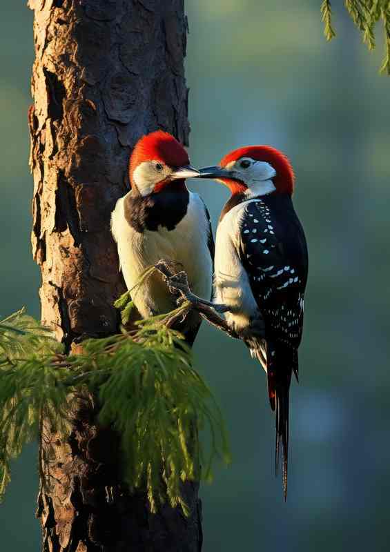 Spotted Woodpeckers nesting in the trees | Canvas