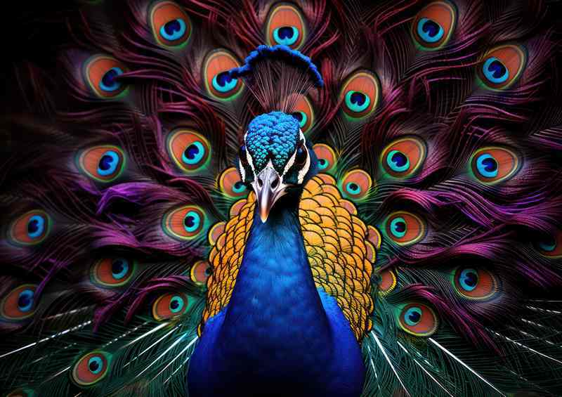 Peacock Floral Beauty Metal Poster