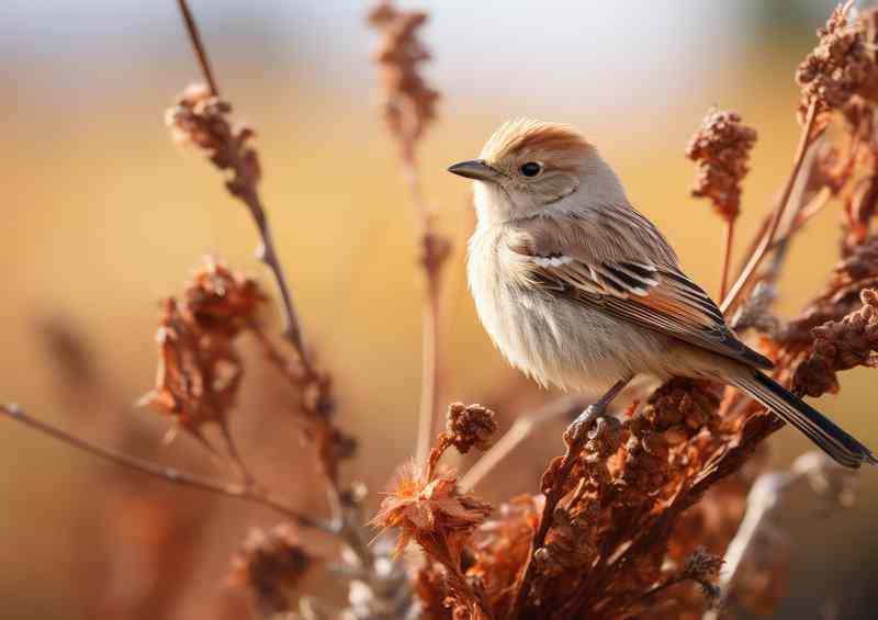 Chaffinch on a branch in the open field in the countryside | Di-Bond