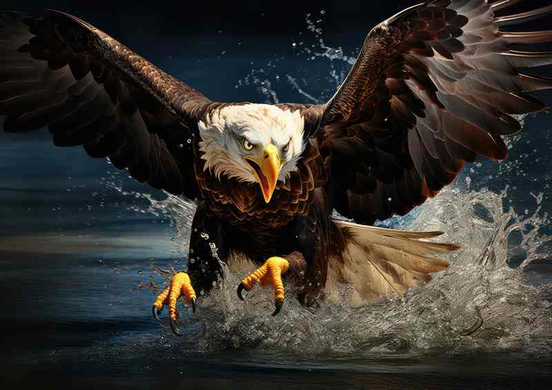 Eagle in Flight Soaring Over Crystal Waters | Poster