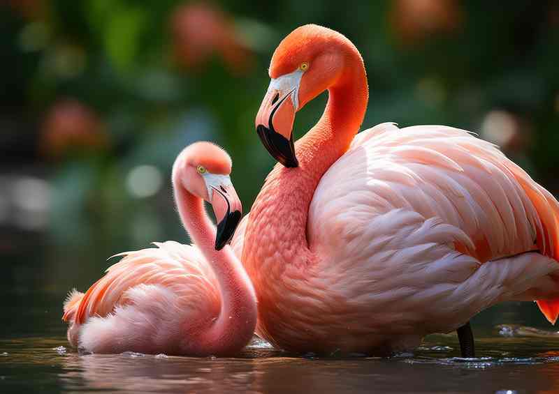 Flamingos taken to water with her mom | Poster