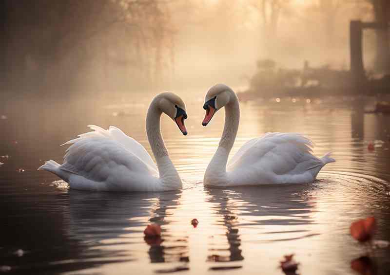Graceful Swans on a Lake A Tranquil Scene | Canvas