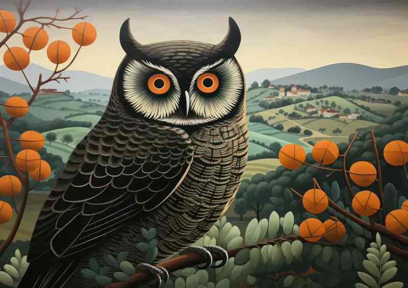 Owl in the countryside in mid autumn | Poster