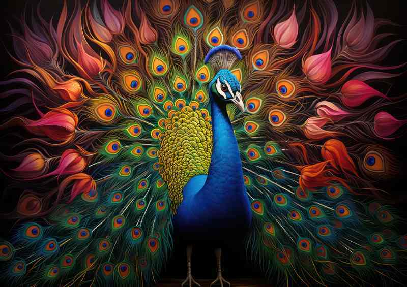 Peacock in a colourful display | Canvas