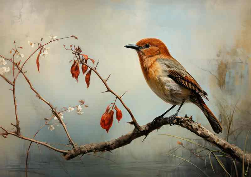 Small bird nestled on a branch | Canvas