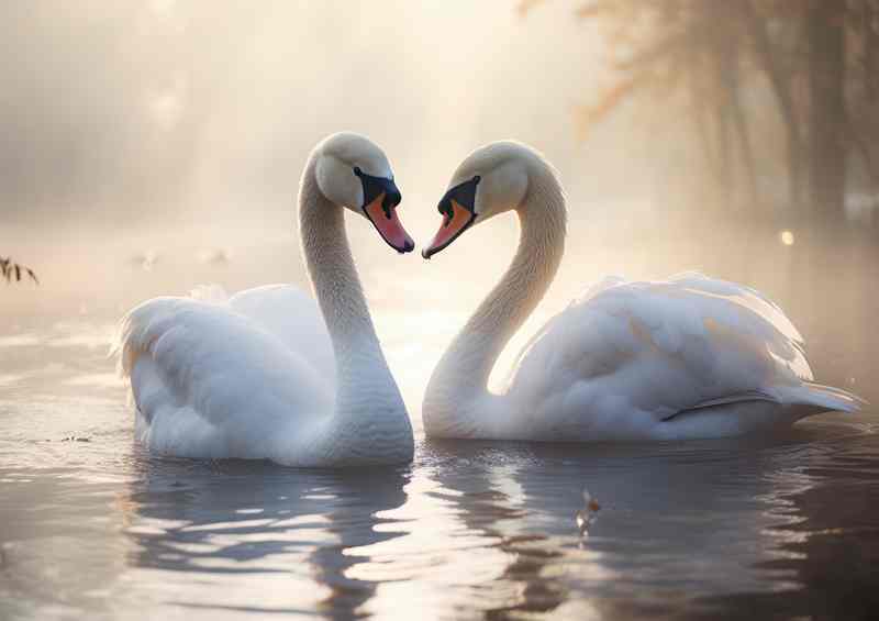 Watching Swans on a Lake A Peaceful Retreat | Metal Poster