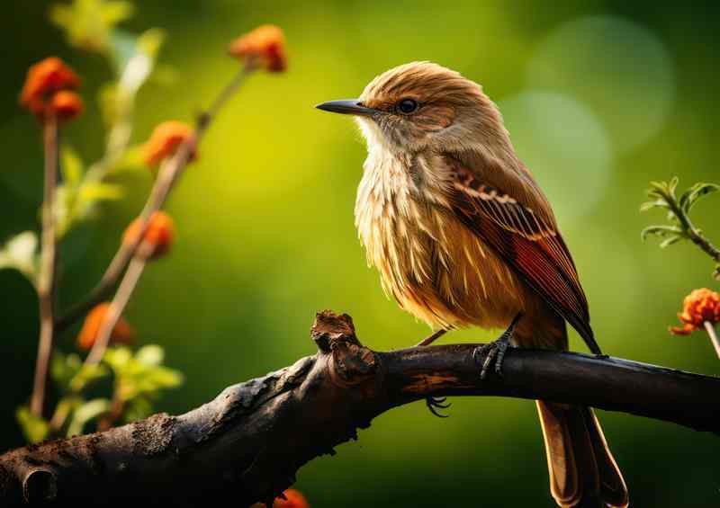 great tit style on a perch in the morning sun | Metal Poster