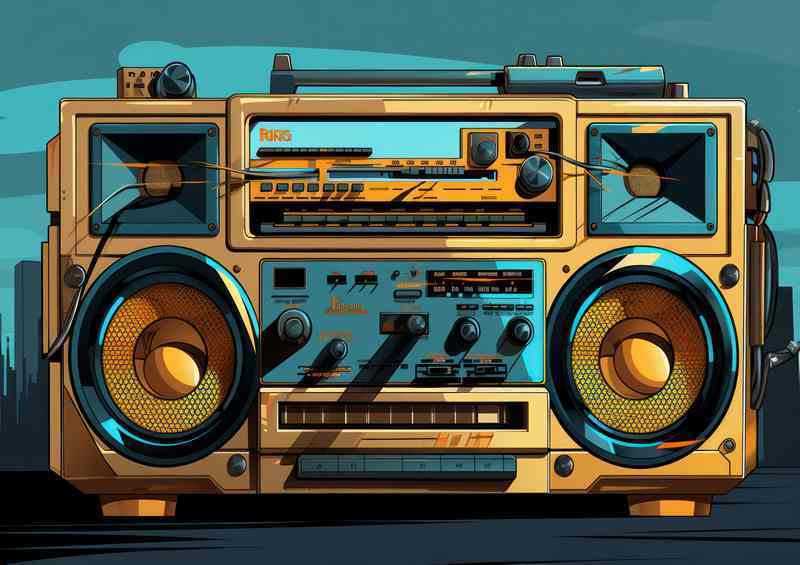 Cartoon illustration of a boombox | Poster