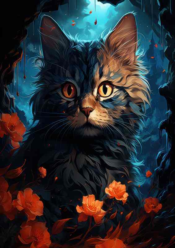 Brighten Your Day with Colorful Cat | Canvas