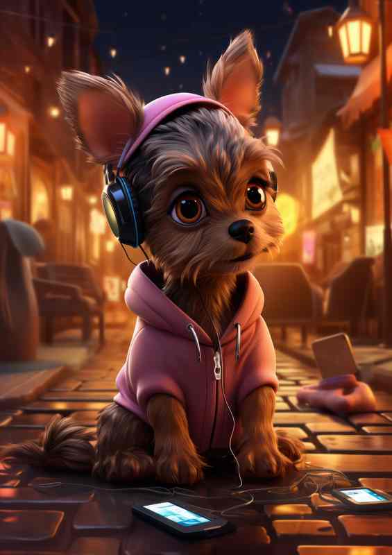 Cute Yorkshire Terrier going to the gym in pink | Di-Bond