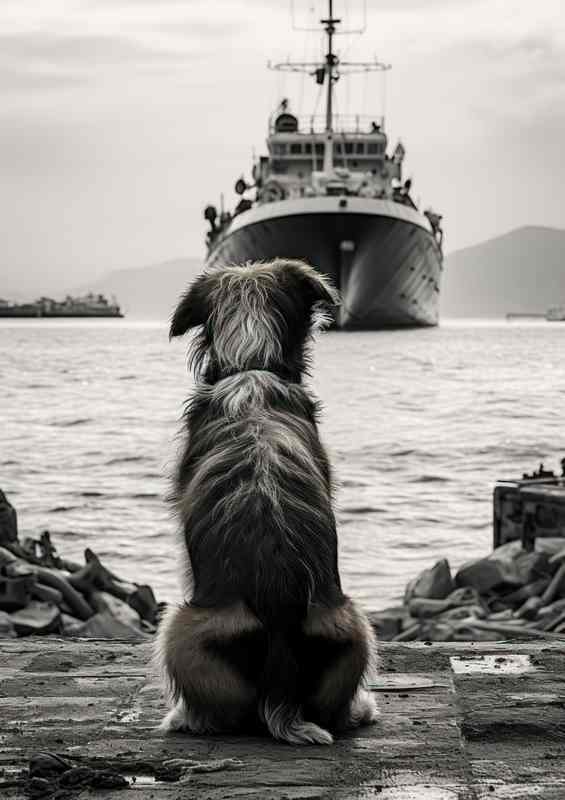 Dog Watching the ship waiting to be docked | Canvas