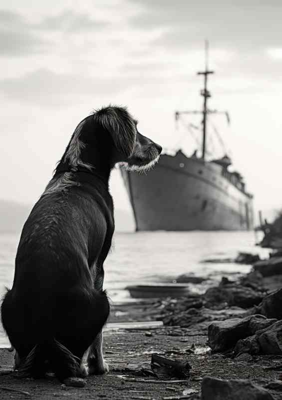 Dog at the docks waiting for his master to come home | Canvas