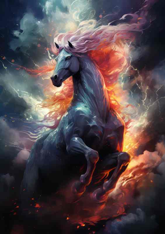 Horse In the sky with a pink mane | Poster