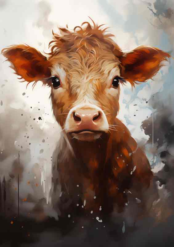 Little Cow Claf with big brown eyes | Di-Bond