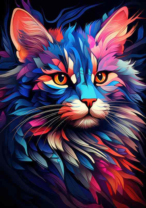 Vibrant Feline Creations Colorful Cat | Canvas