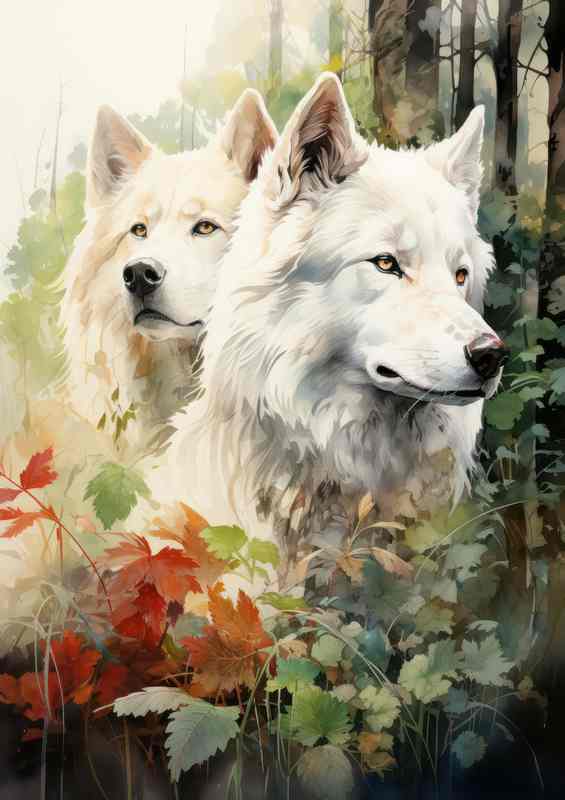 White dogs waiting for the master | Canvas