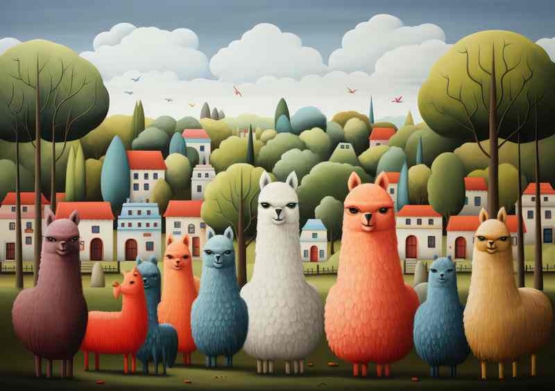 A Flock of colourful Alpacas | Canvas