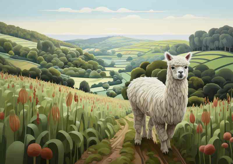 Alpaca In The Countryside on the hils | Canvas