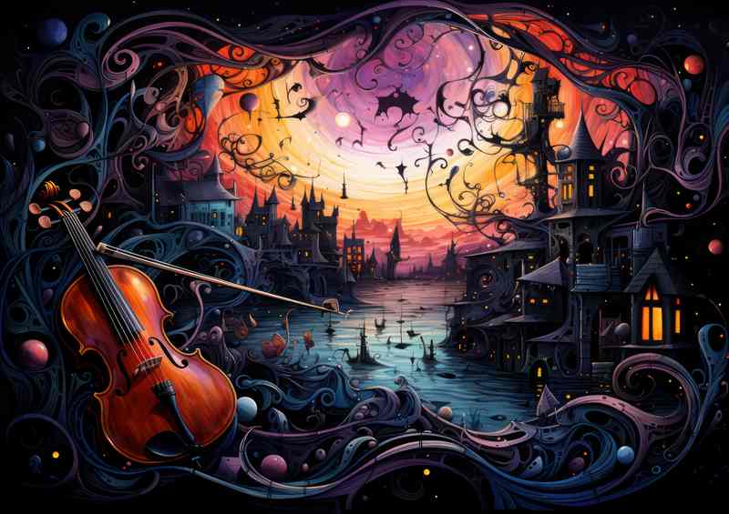 The artists music doodled in different colors abstract style | Canvas