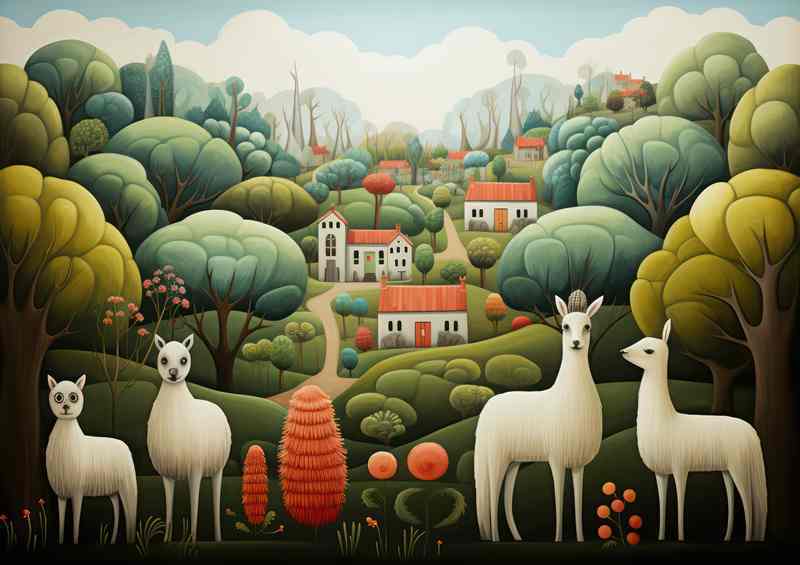 Alpacas On the hilside | Metal Poster