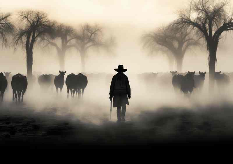 Cowboys day of hurding the cattle | Metal Poster