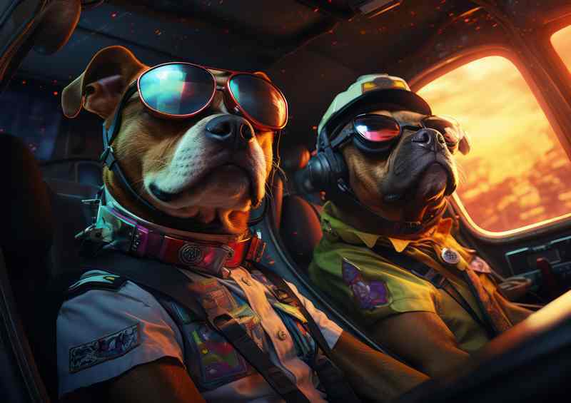 Dog Police Patrol with shades on | Canvas
