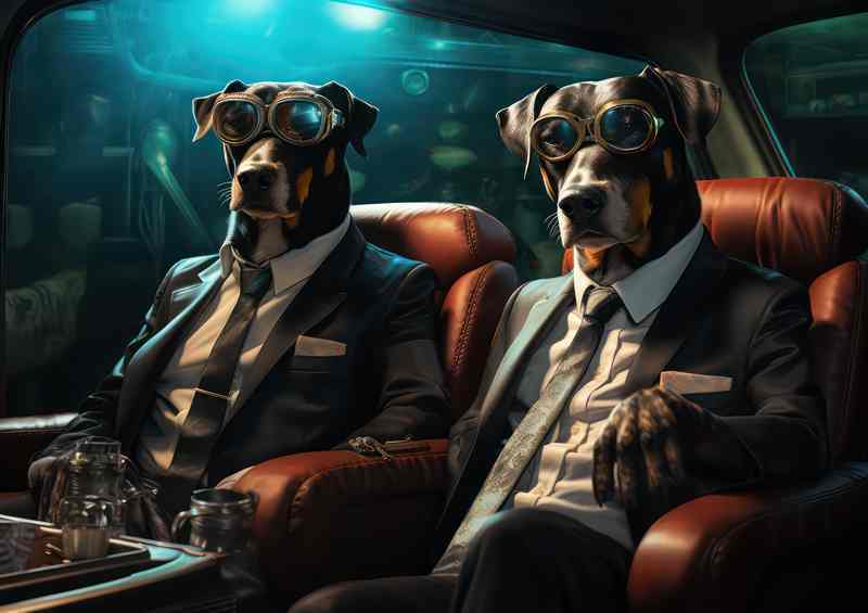 Dogs Making deals in the back of a car | Canvas