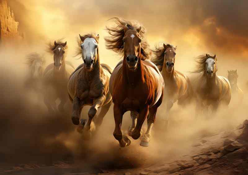 Elegance Horses in Full Gallop | Canvas