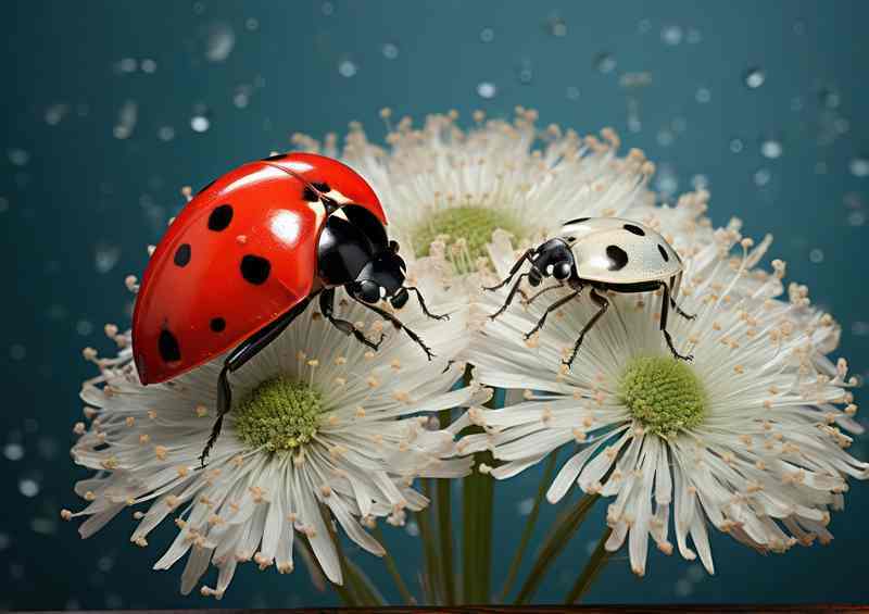 A Spot of Beauty Ladybird on a Daisy | Metal Poster