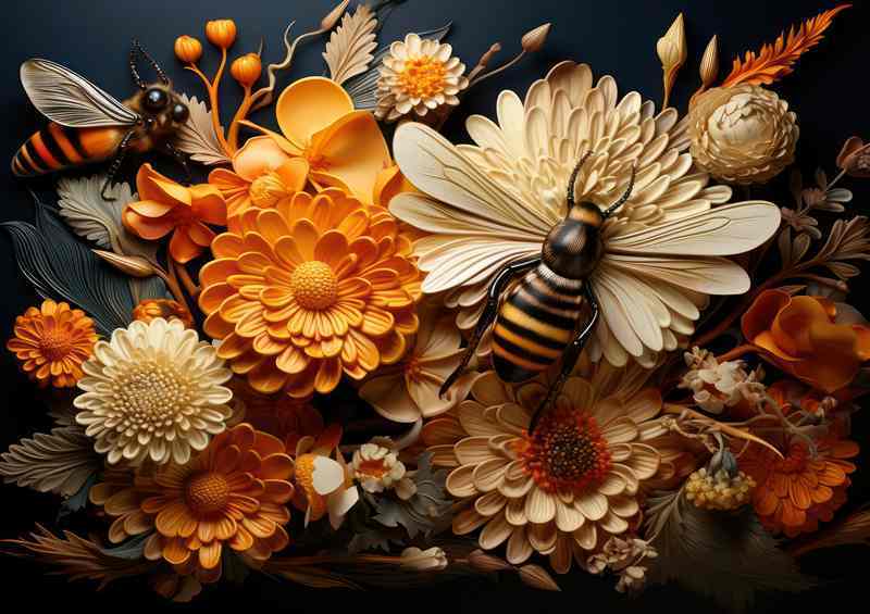 Floral Attraction Bees and Blossoms | Canvas
