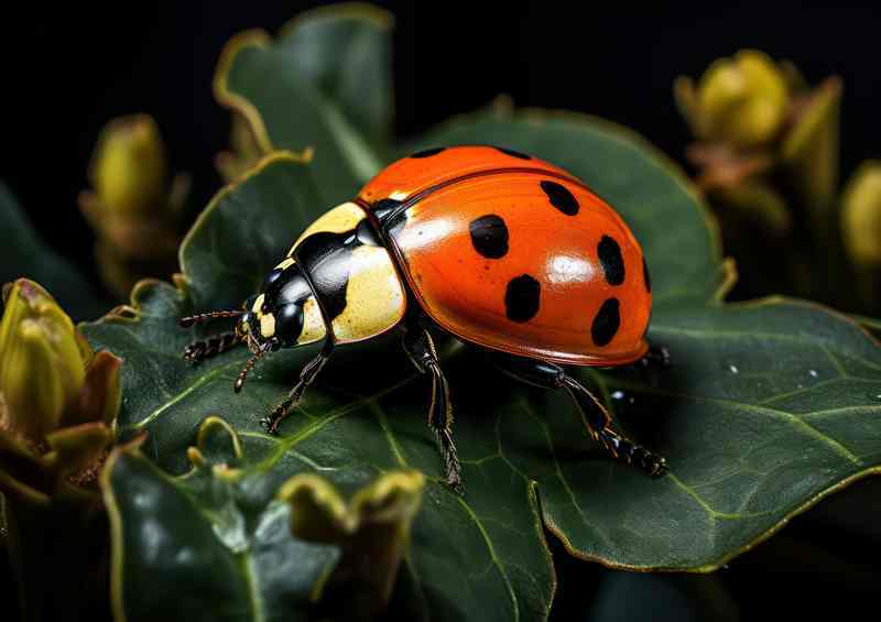 Ladybird Serenity Resting on a Leaf | Poster
