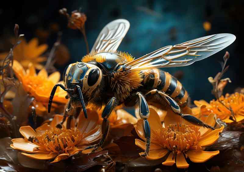 Pollination Perfection Bees on Flowers | Metal Poster